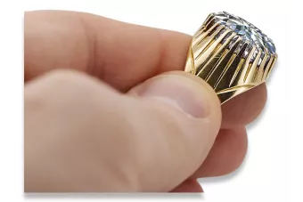 14-кв Желтое золото Циркон Кольцо Винтаж стиль vrc048y